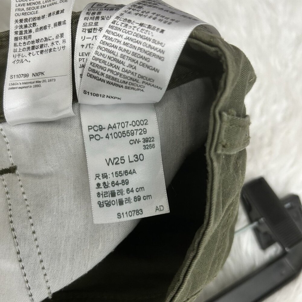 Levis Pants Sz 25 Green '94 Baggy Utility Cargo Drawstring Leg Streetwear Skater - Picture 11 of 14